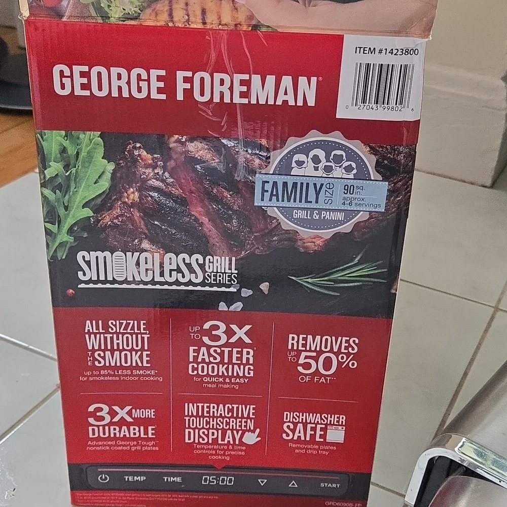 George Foreman Stainless Steel Electric Grill - Silver - Picture 5 of 5